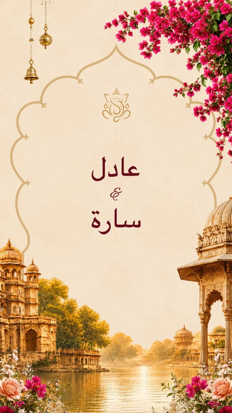 محل - ذهبي - قالب دعوة زفاف إلكترونية