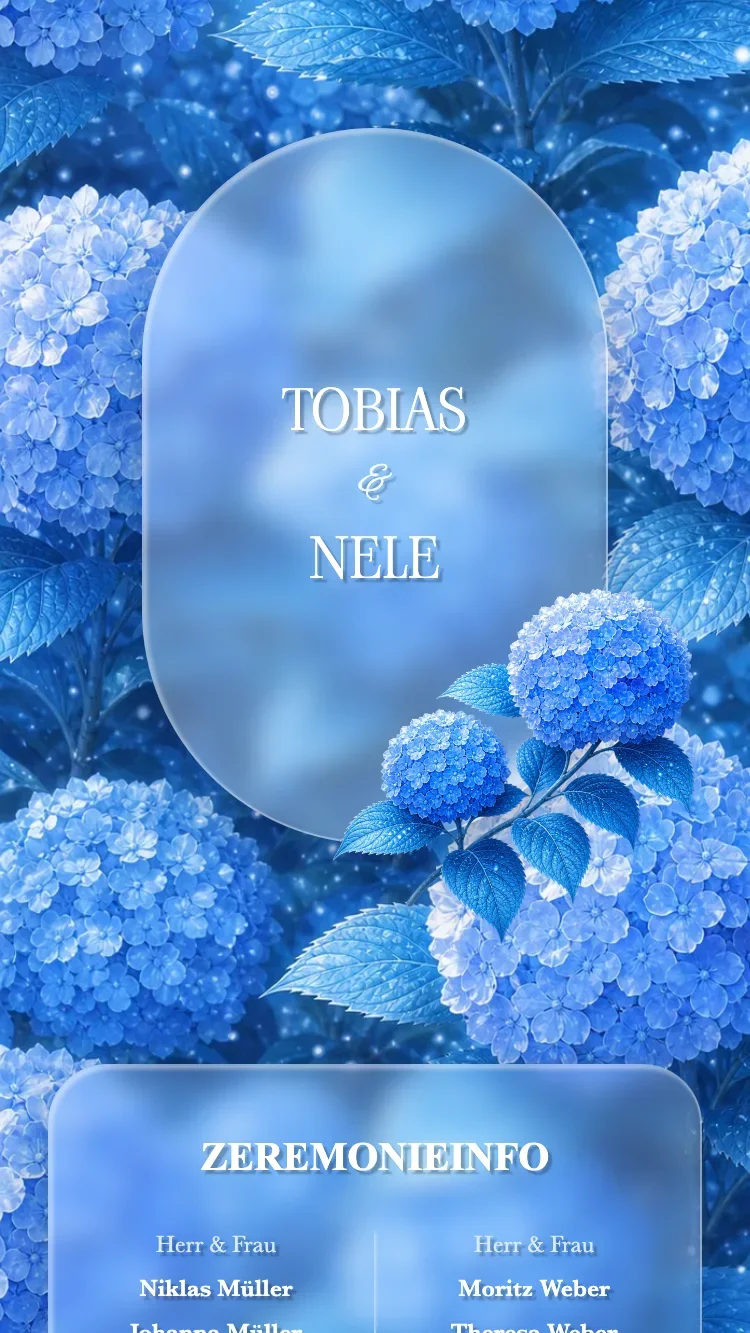 Glass Garden - Blau - Vorlage für Online-Hochzeitseinladungen