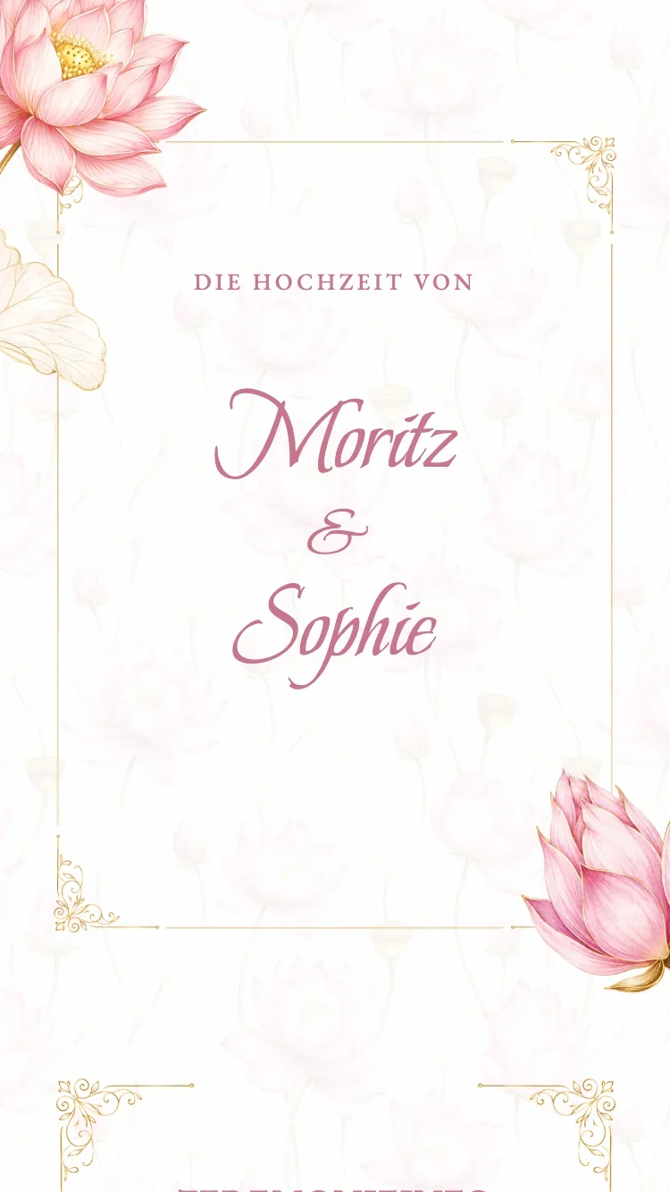 Lotus - Rosa - Vorlage für Online-Hochzeitseinladungen