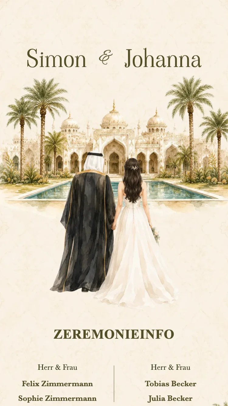 Qasr - Gold - Vorlage für Online-Hochzeitseinladungen