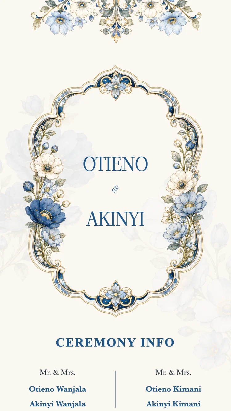 Crystal Floral - Blue - Online Wedding Invitation Template