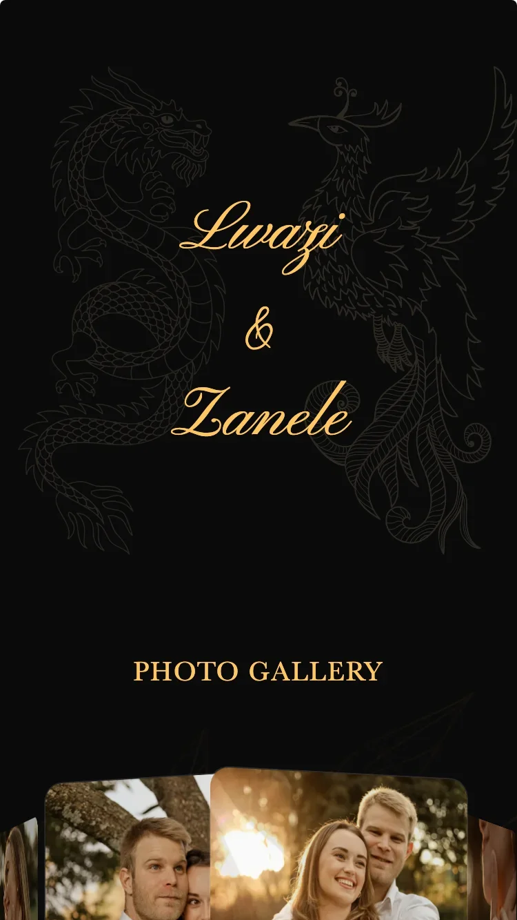 Dragon Phoenix - Black - Online Wedding Invitation Template