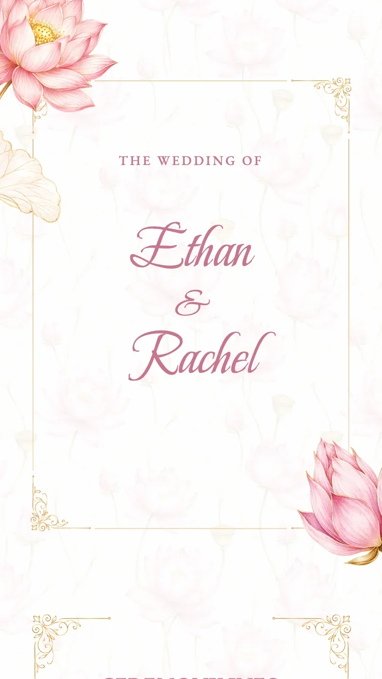 Lotus - Pink - Online Wedding Invitation Template