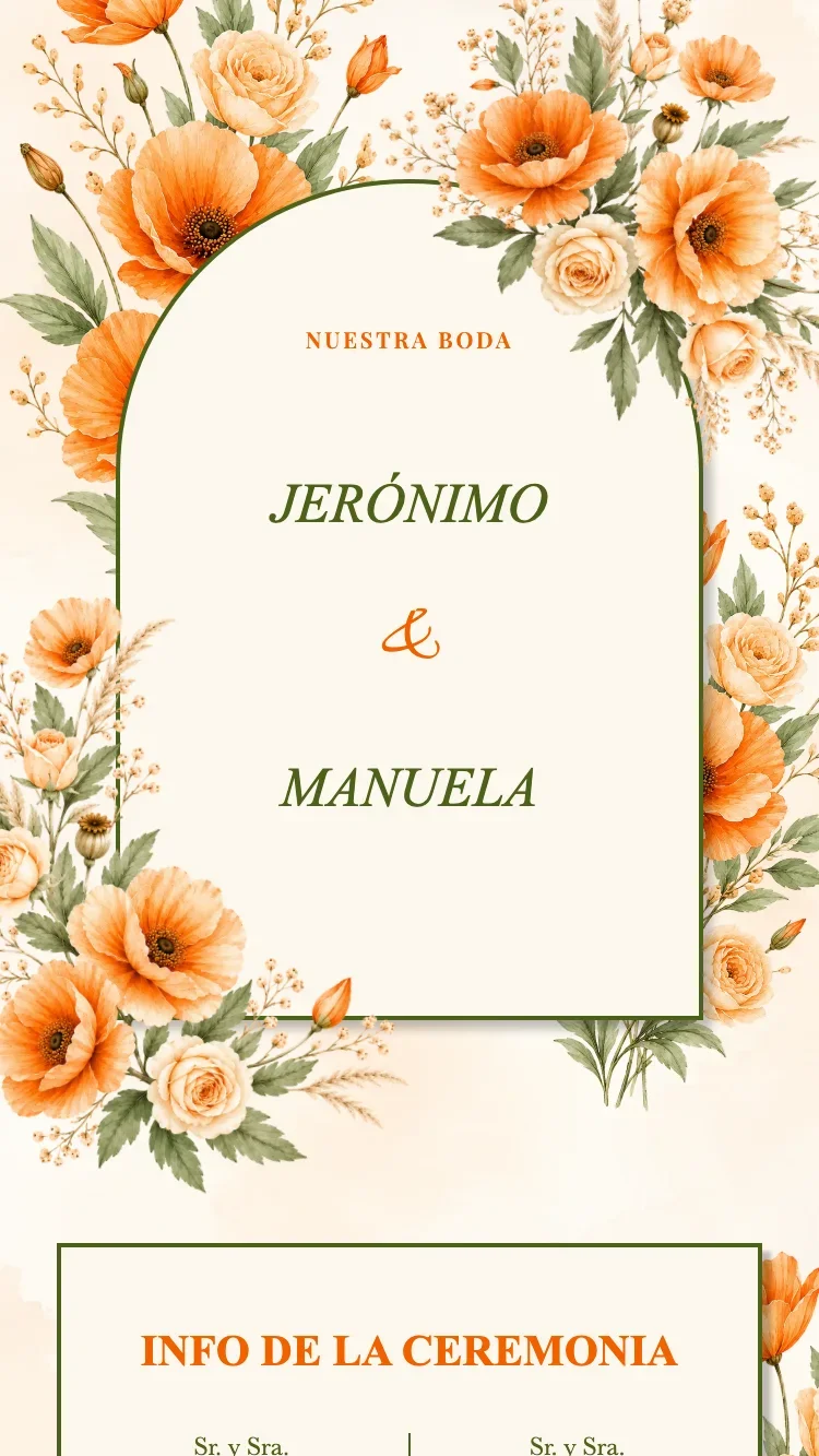 Flor Seca - Naranja - Plantilla de Invitación de Boda Online
