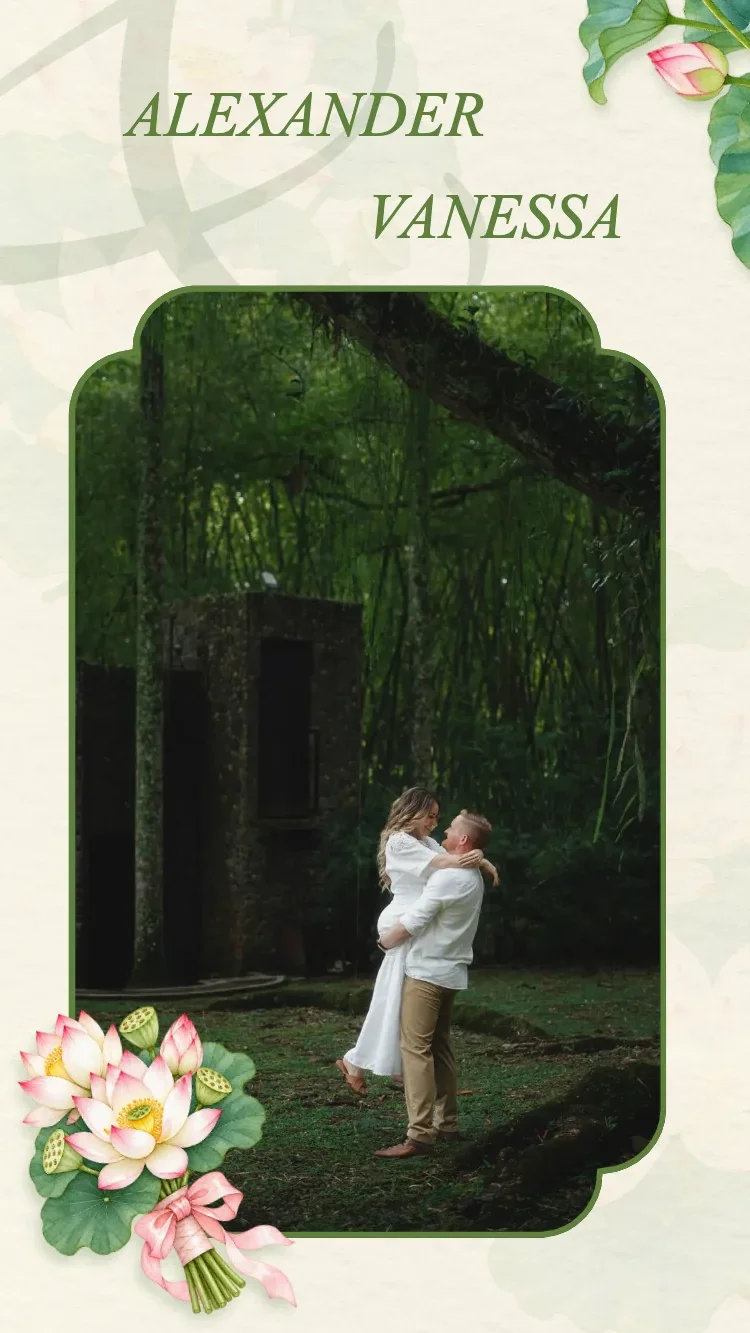 Loto II - Verde - Plantilla de Invitación de Boda Online