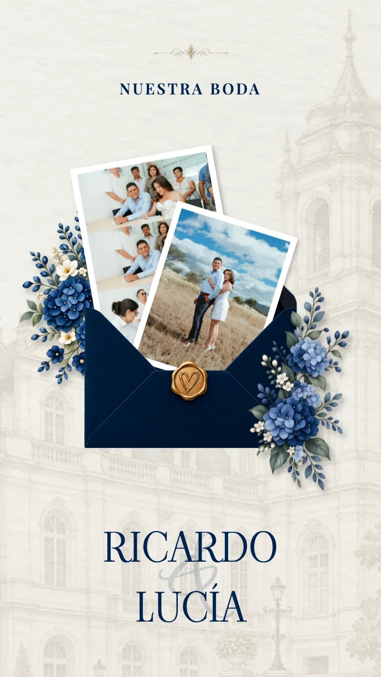 Minimalism - Azul Oscuro - Plantilla de Invitación de Boda Online