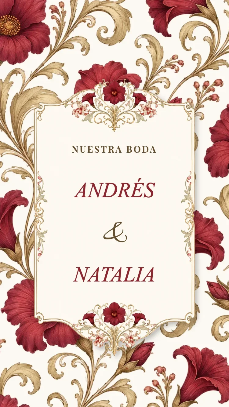 Porcelana II - Rojo - Plantilla de Invitación de Boda Online