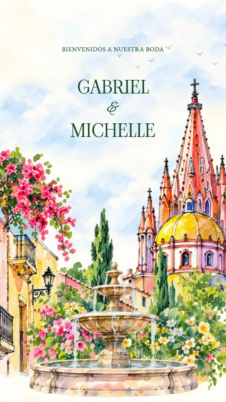 San Miguel - Amarillo - Plantilla de Invitación de Boda Online