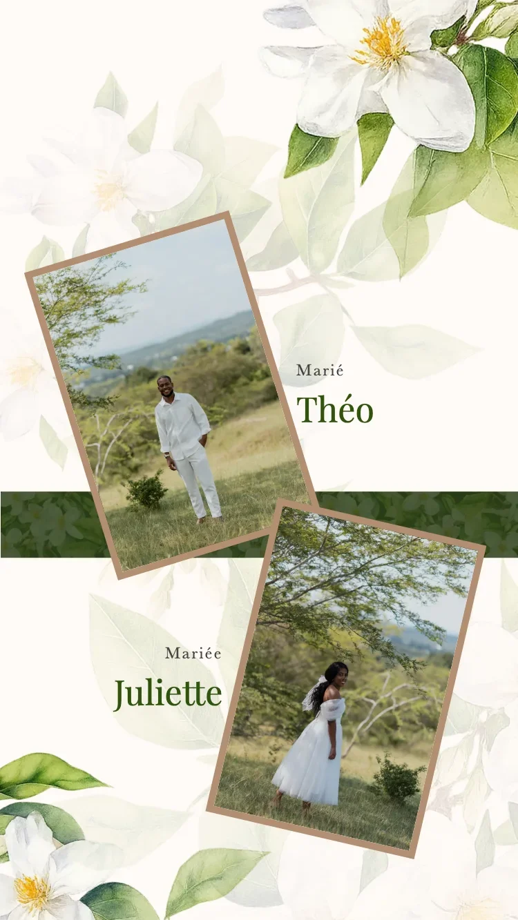 Boho Floral - Vert - Modele de faire-part de mariage en ligne