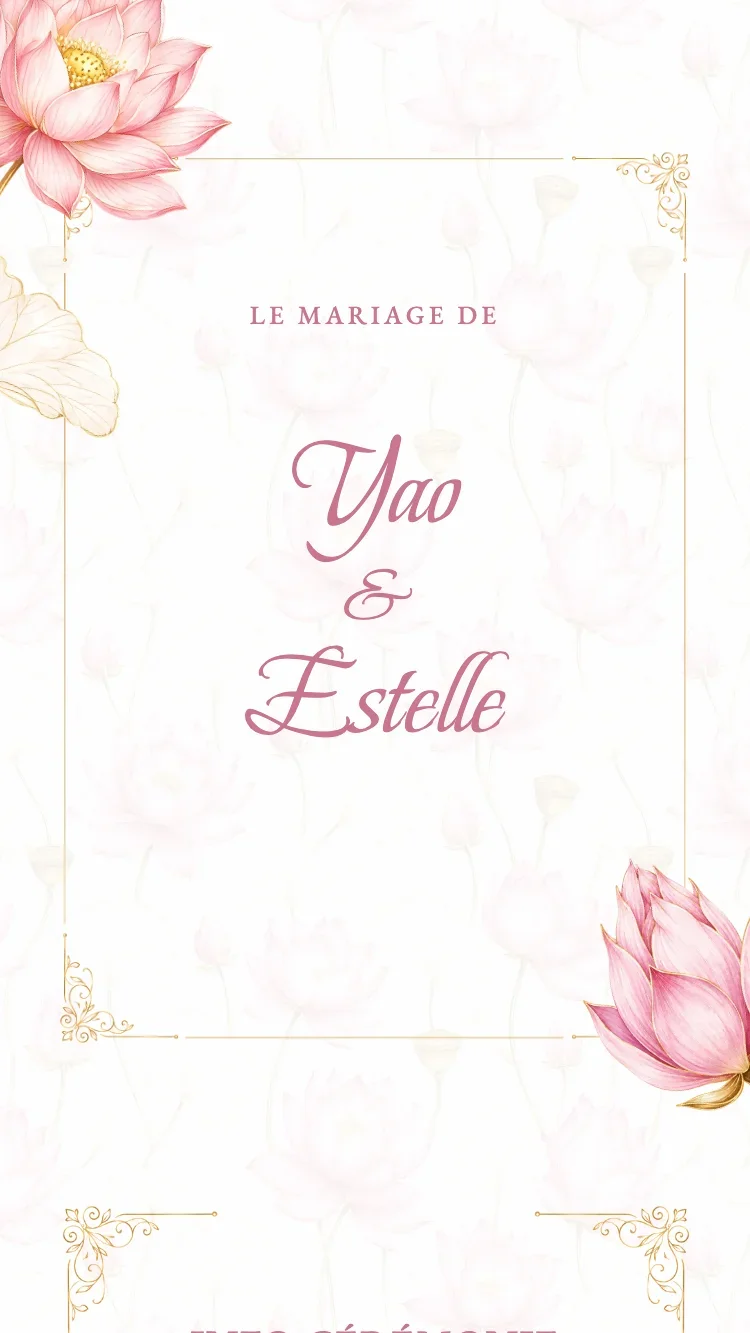 Lotus - Rose - Modele de faire-part de mariage en ligne