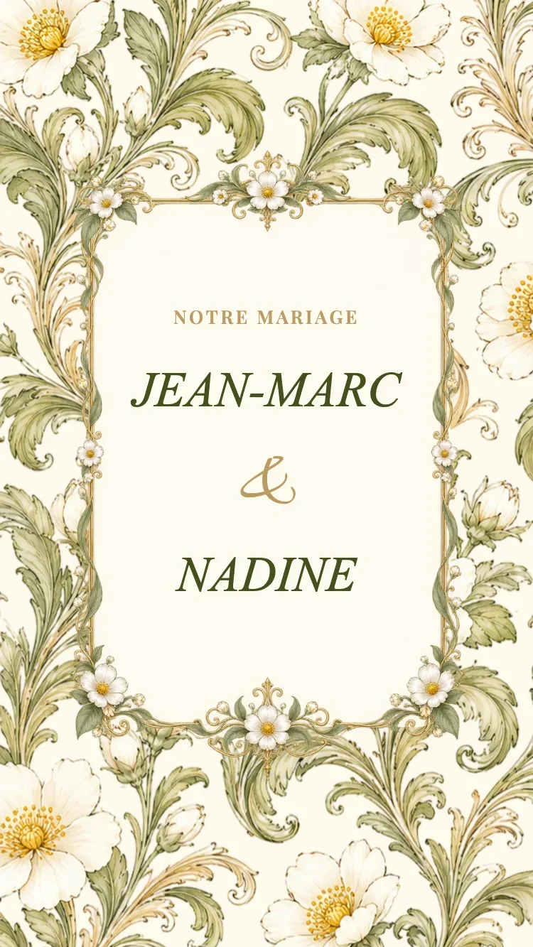 Porcelaine II - Vert - Modele de faire-part de mariage en ligne