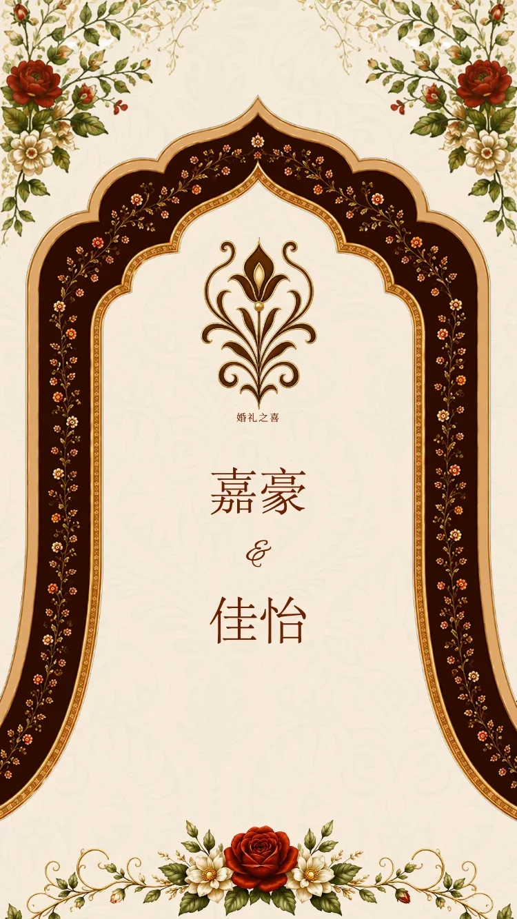 錦花 - 紅 - 在线婚礼请帖模板