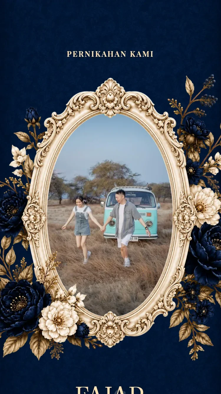 Baroque II - Biru Tua - Template Undangan Pernikahan Online