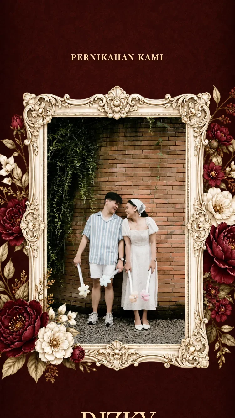 Baroque II - Merah Tua - Template Undangan Pernikahan Online