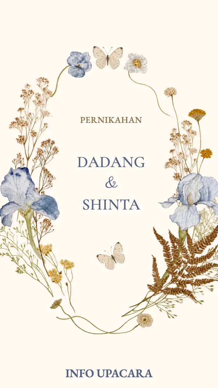 Bunga Kering V2 - Biru - Template Undangan Pernikahan Online