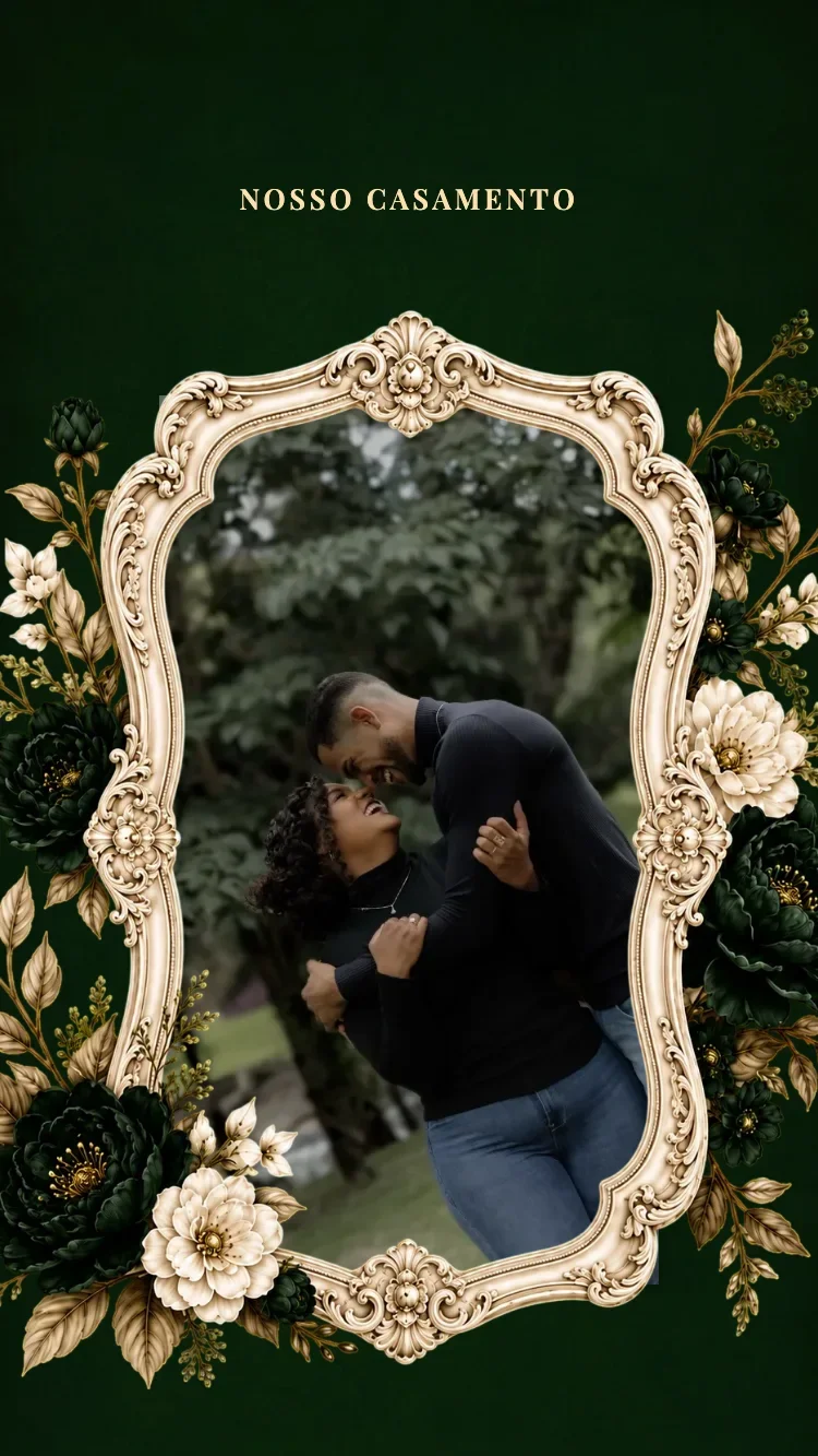 Baroque II - Verde Escuro - Modelo de Convite de Casamento Online