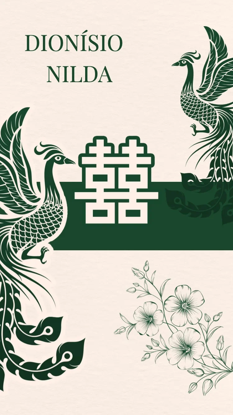 Double Phoenix - Verde - Modelo de Convite de Casamento Online