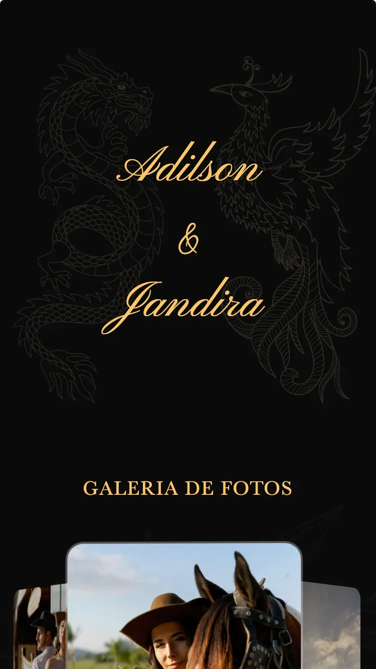 Dragon Phoenix - Preto - Modelo de Convite de Casamento Online