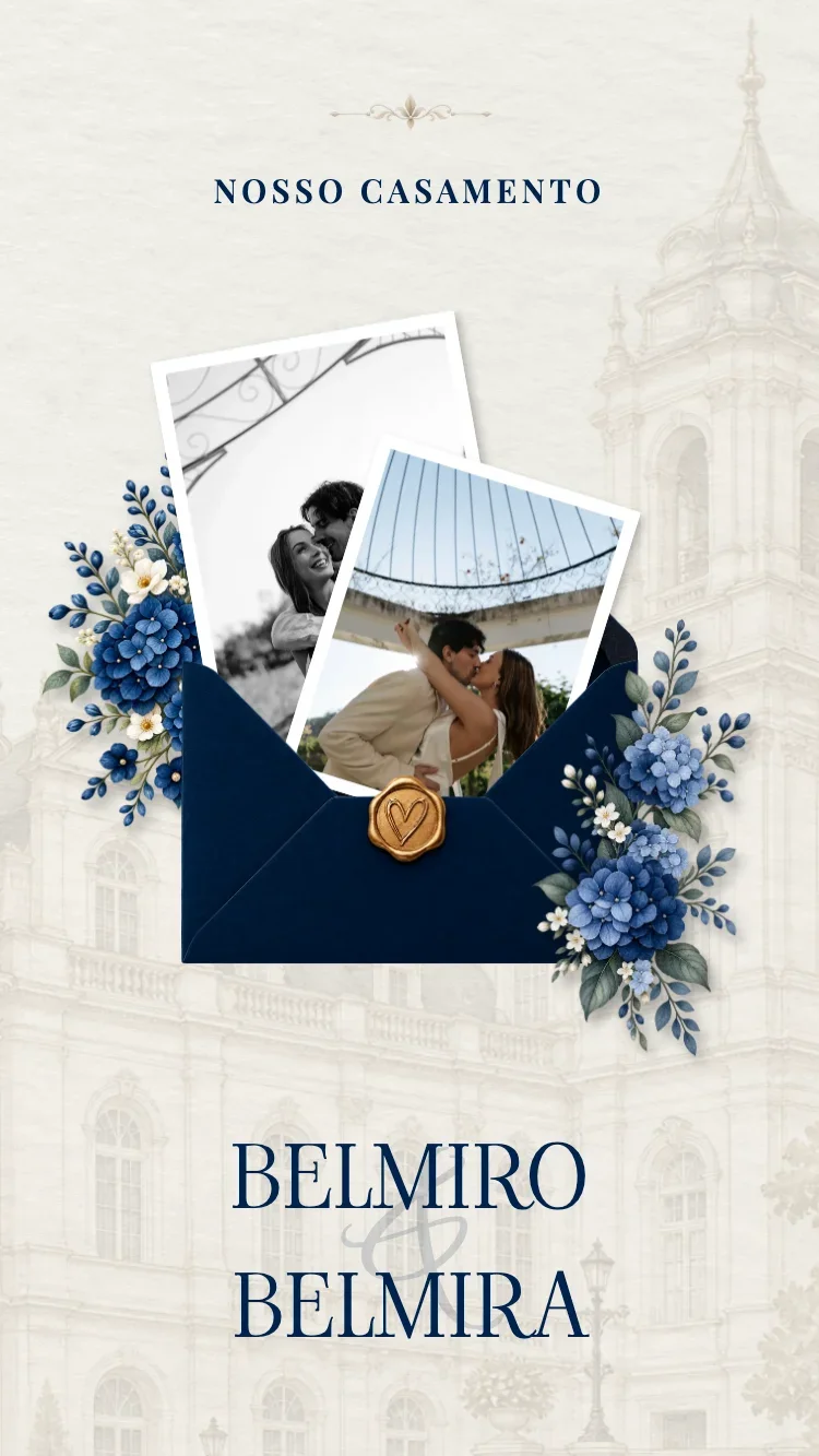 Minimalism - Azul Escuro - Modelo de Convite de Casamento Online
