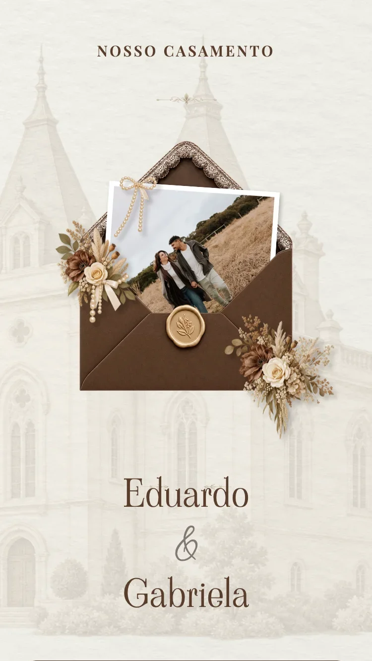 Minimalism - Marrom Escuro - Modelo de Convite de Casamento Online