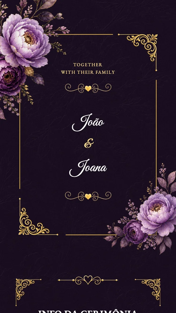 Royal II - Roxo - Modelo de Convite de Casamento Online
