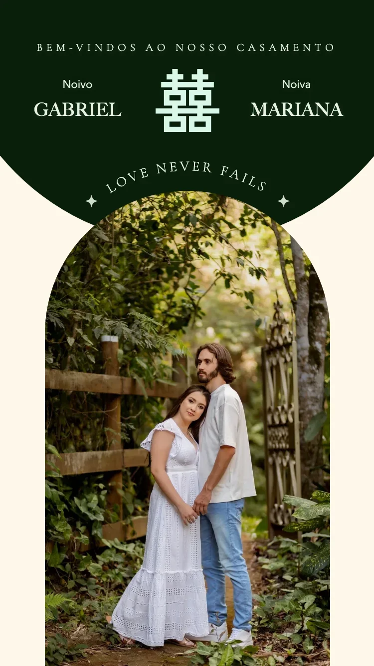 Double Happiness - Verde - Modelo de Convite de Casamento Online