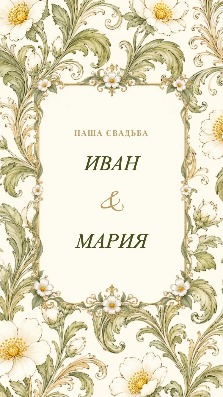 Фарфор II - Зелёный - Шаблон онлайн-приглашения на свадьбу