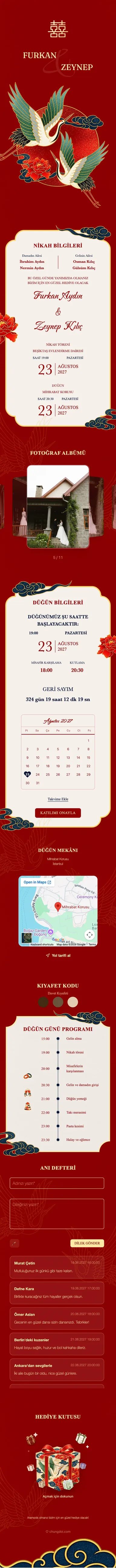 Çift Turna - Kırmızı