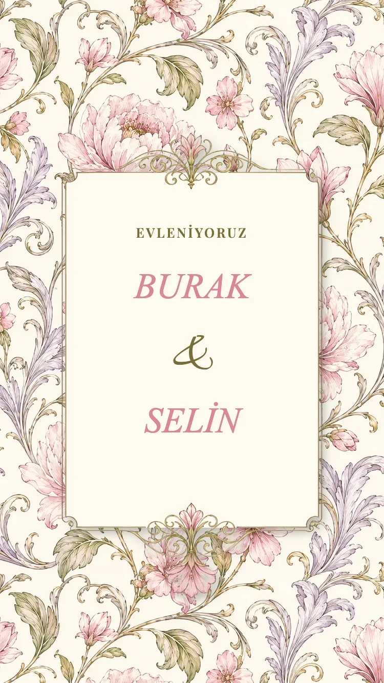 Porselen II - Pembe - Online Düğün Davetiyesi Şablonu