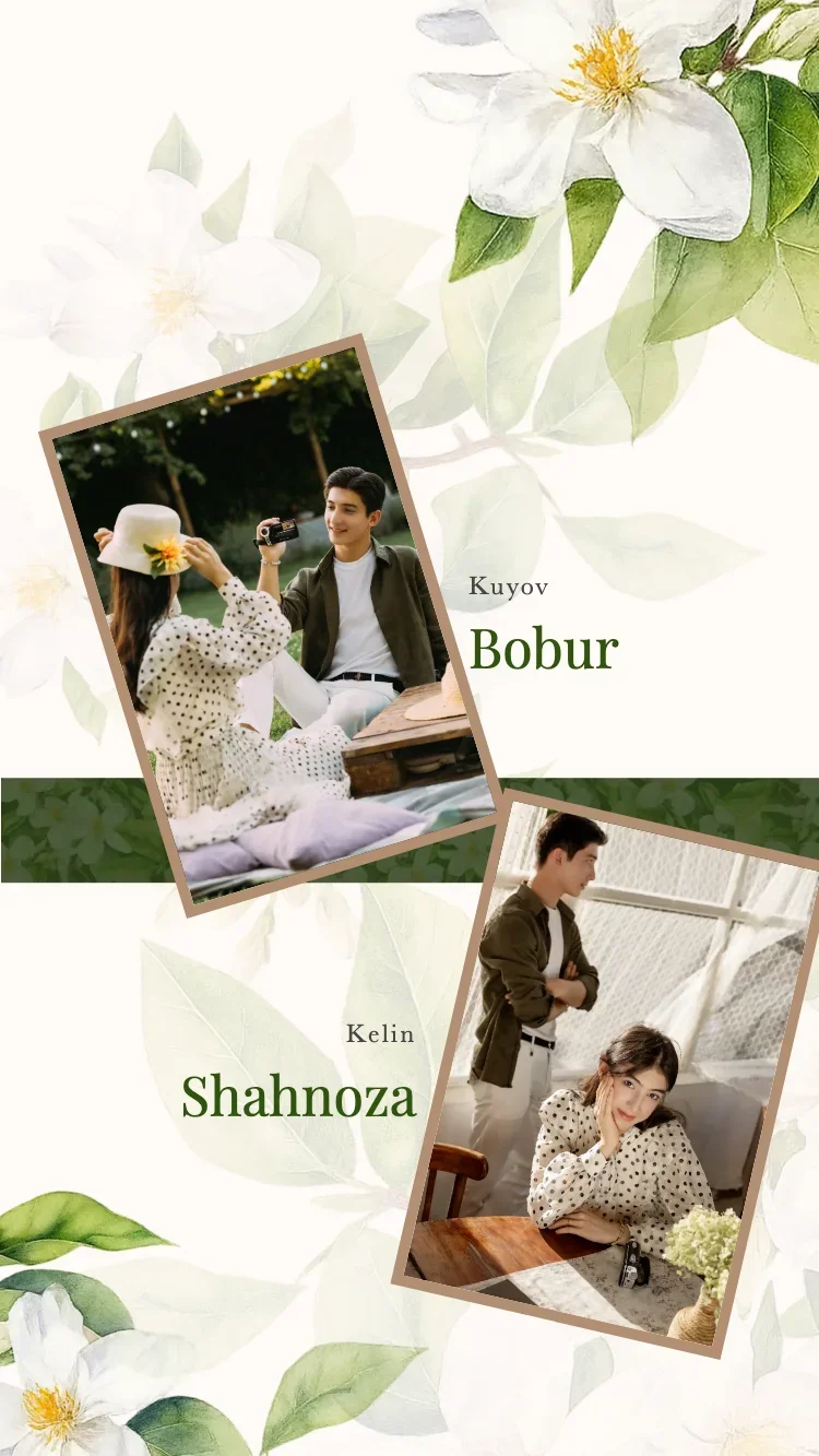 Boho Floral - Yashil - Onlayn toʻy taklifnomasi shabloni