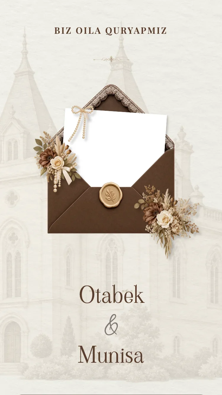 Minimalism - Toʻq jigarrang - Onlayn toʻy taklifnomasi shabloni