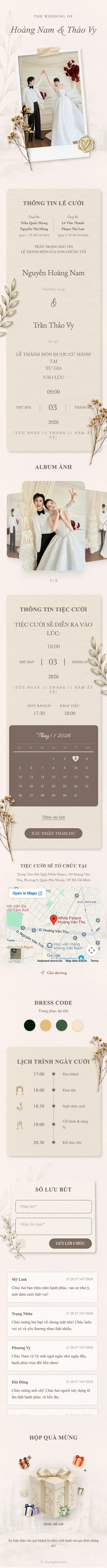 Cùng một thiệp cưới hiển thị trên nhiều mẫu thiết kế khác nhau