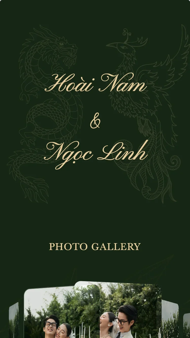 Long Phụng - Xanh - Mẫu thiệp cưới online