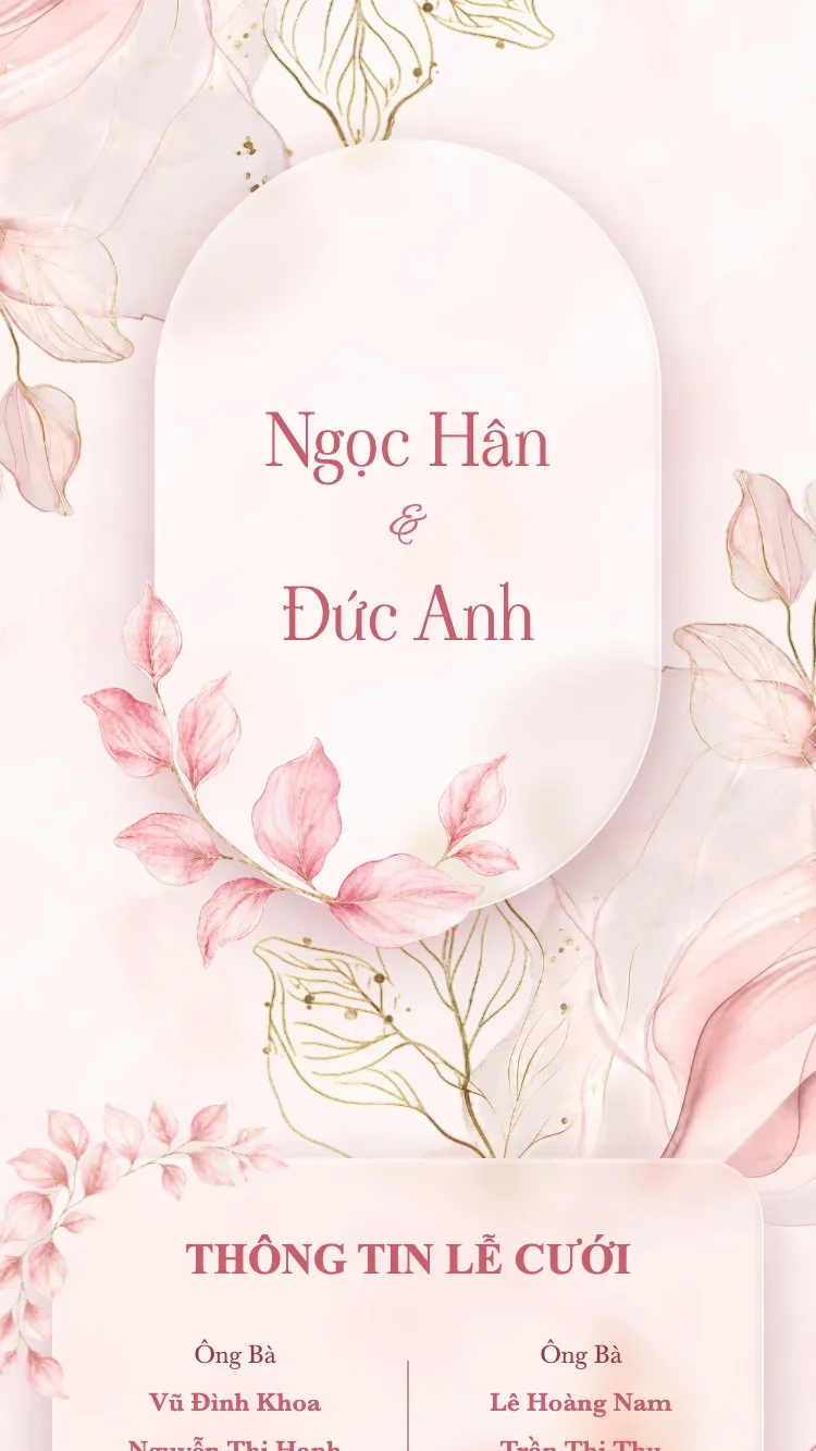 Vườn Kính - Hồng - Mẫu thiệp cưới online