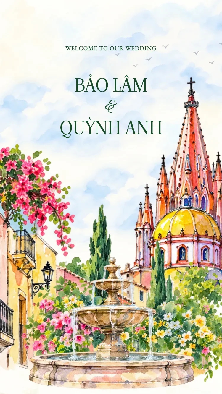 San Miguel - Vàng - Mẫu thiệp cưới online