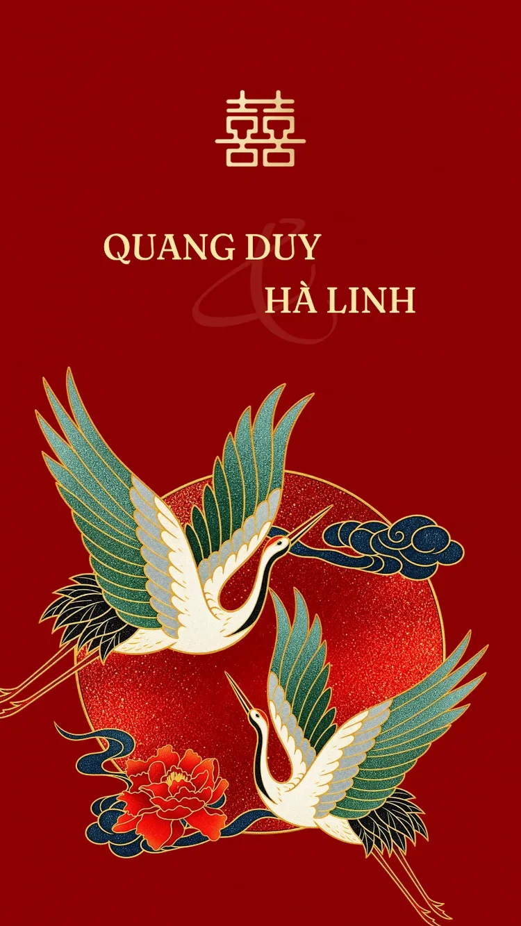 Song Hạc - Đỏ - Mẫu thiệp cưới online