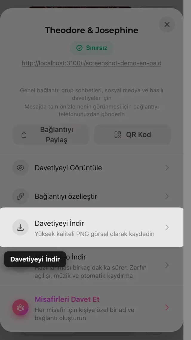 Paylaş panelindeki görsel indirme düğmesi