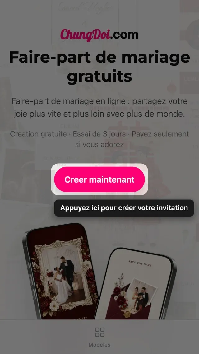 Le bouton de création sur la page d'accueil Tạo Thiệp Online