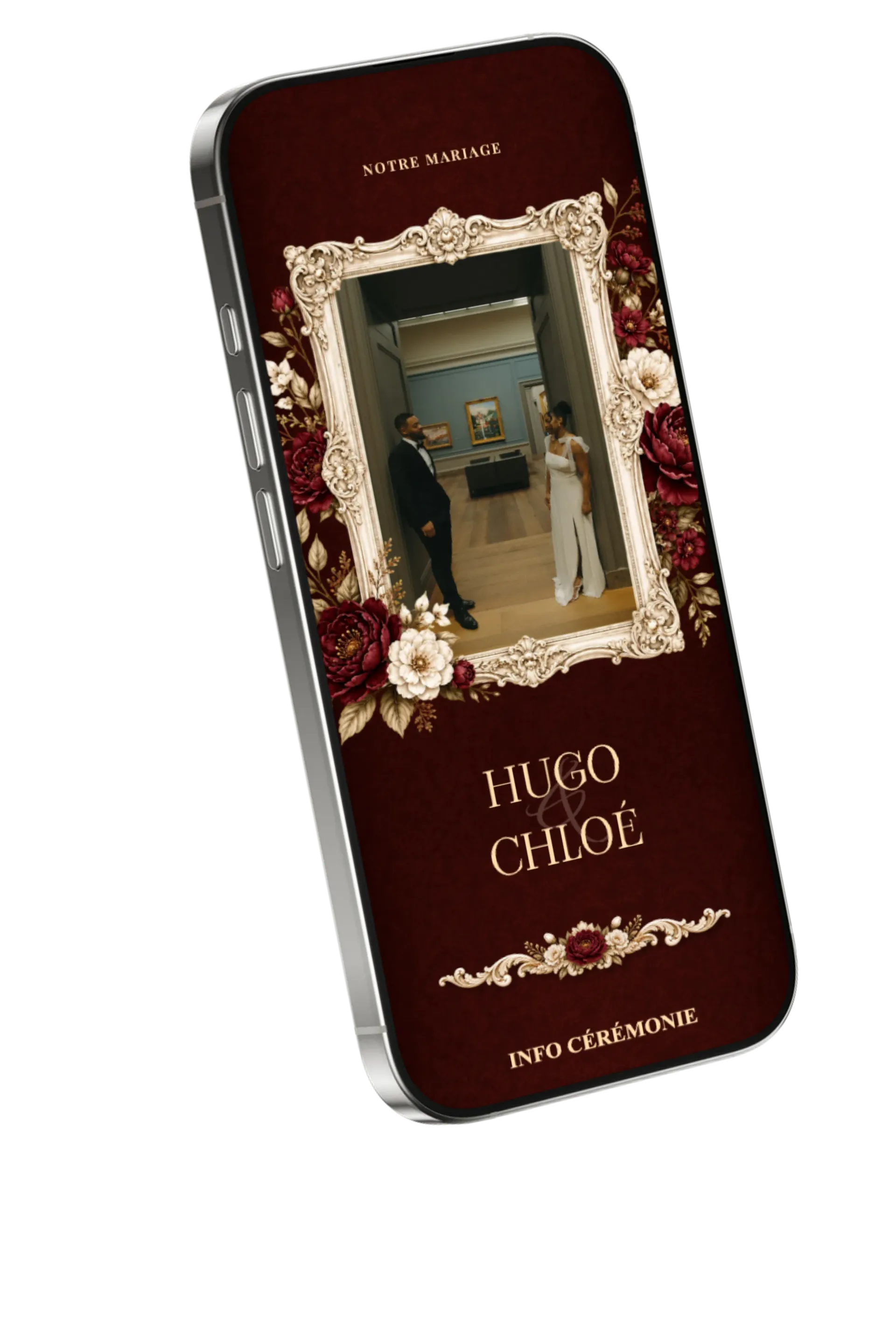 Programme et carte du lieu du site de mariage sur un téléphone